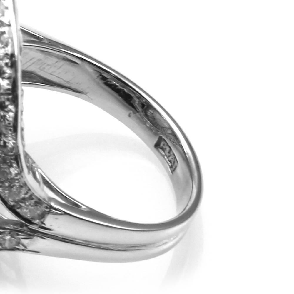 Moonstone Pavé Diamond Platinum Halo Ring For Sale 3