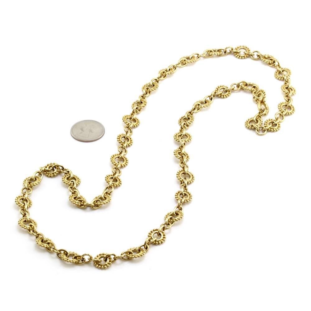 David Webb Gold Beaded Link Chain Necklace In Excellent Condition In Scottsdale, AZ