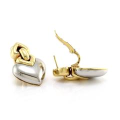 Bvlgari Abbraccio Heart Steel and Gold Drop Earrings