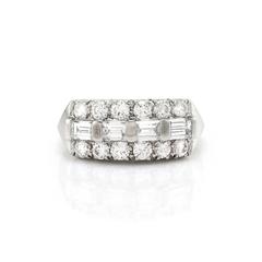 Mixed Cut Three Row Diamond Anniversary Band in Platinum