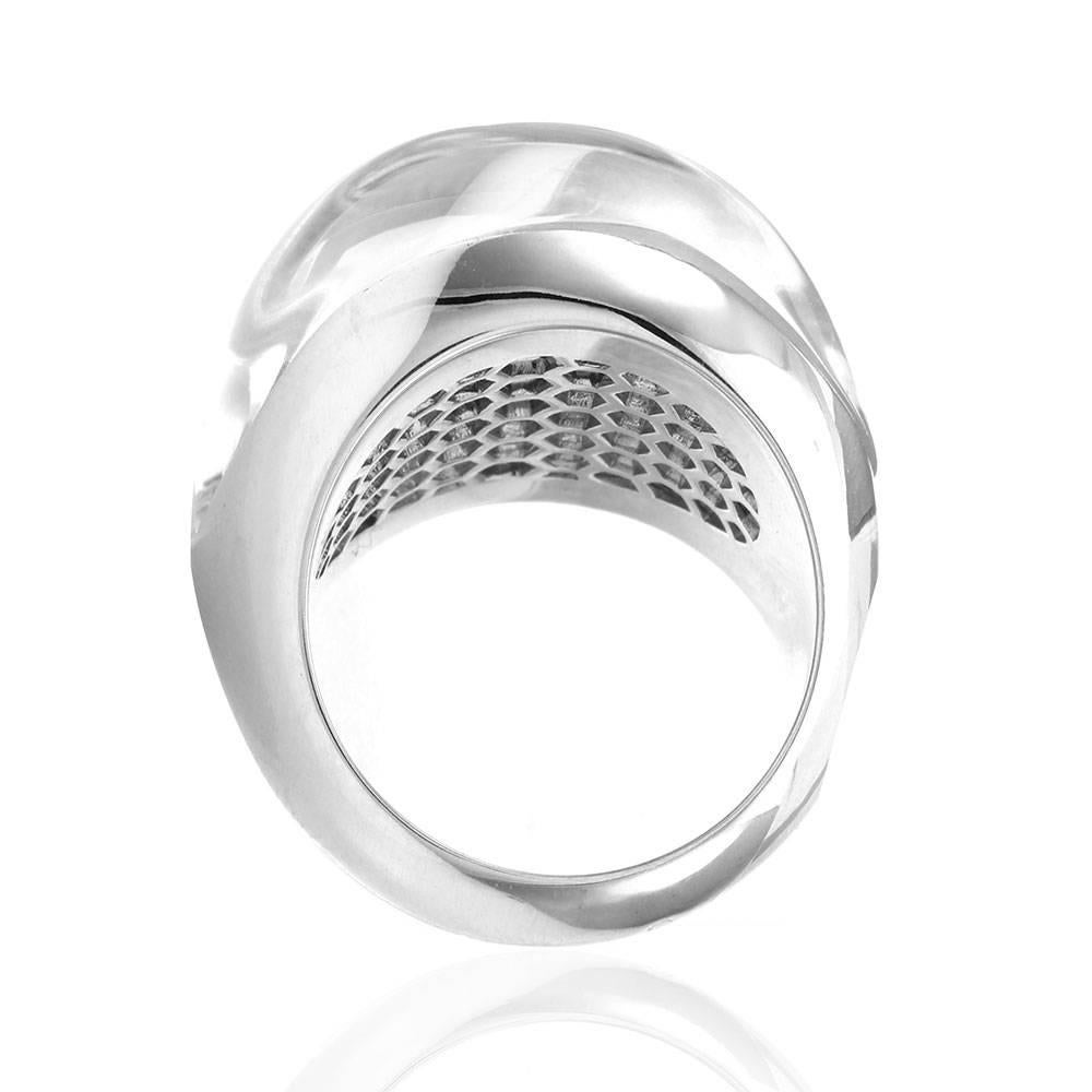 Women's Cartier Myst Pavé Diamond and Rock Crystal Dome Bombe Ring  For Sale