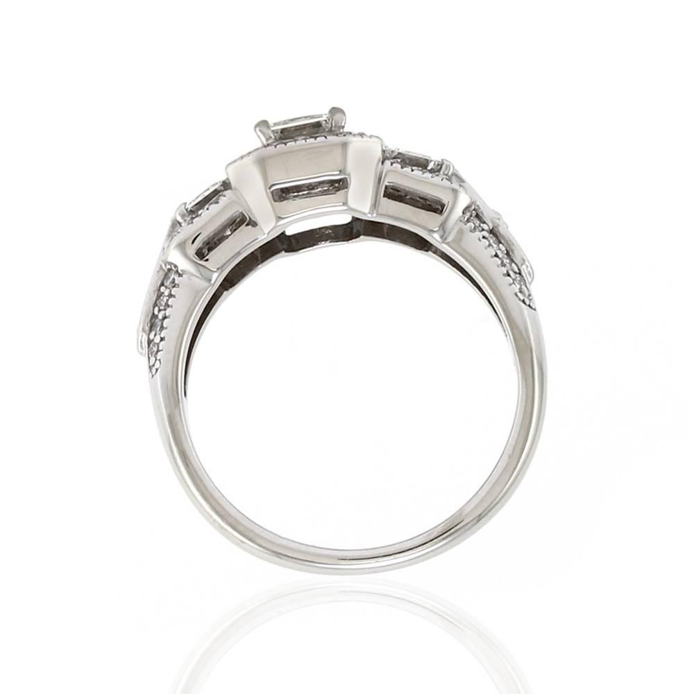 Women's Christopher Designs Crisscut Diamond Engagement Ring with Pavé Diamond Accents For Sale