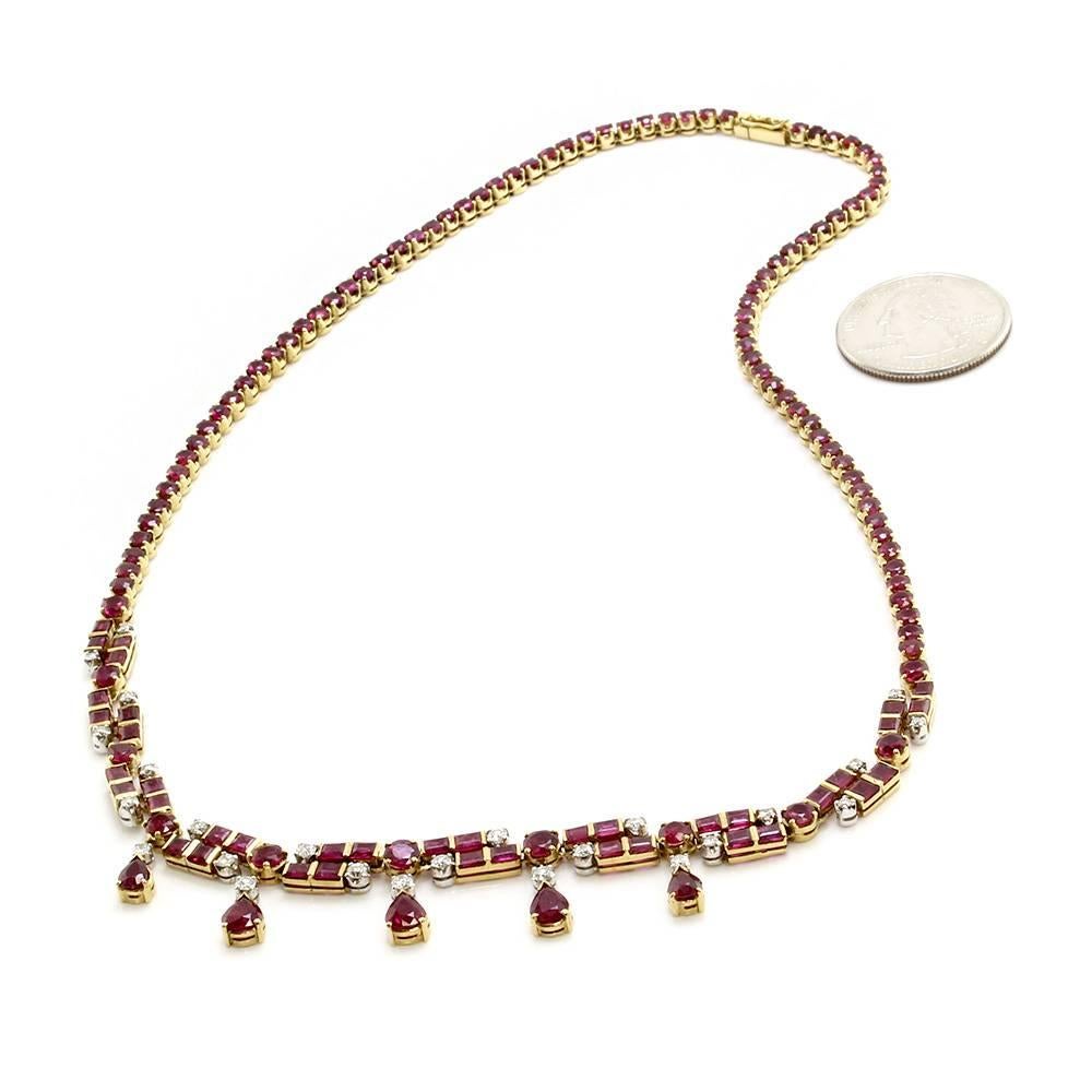 Women's Ruby and Gold Necklace with Diamond Accents