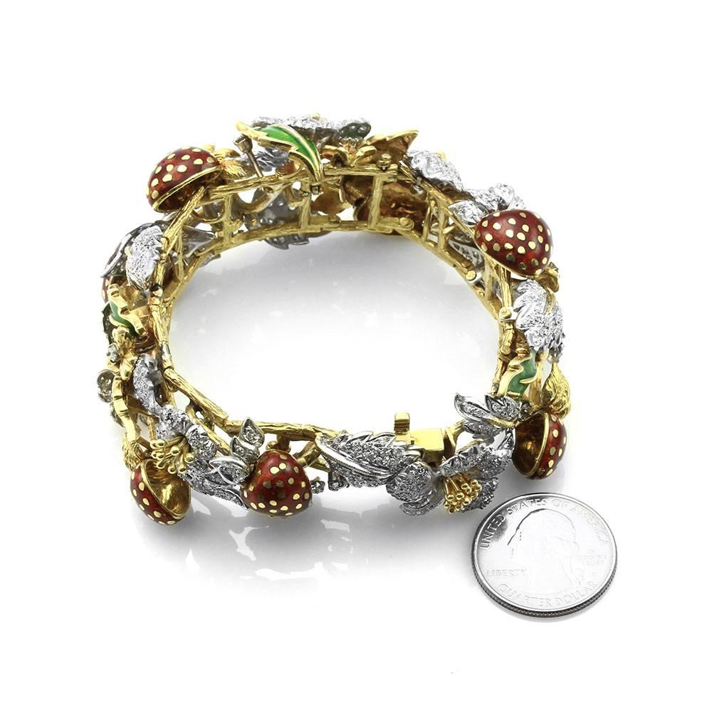 Diamond Sapphire Enamel and Gold Necklace Bracelet Earring Suite For Sale 6