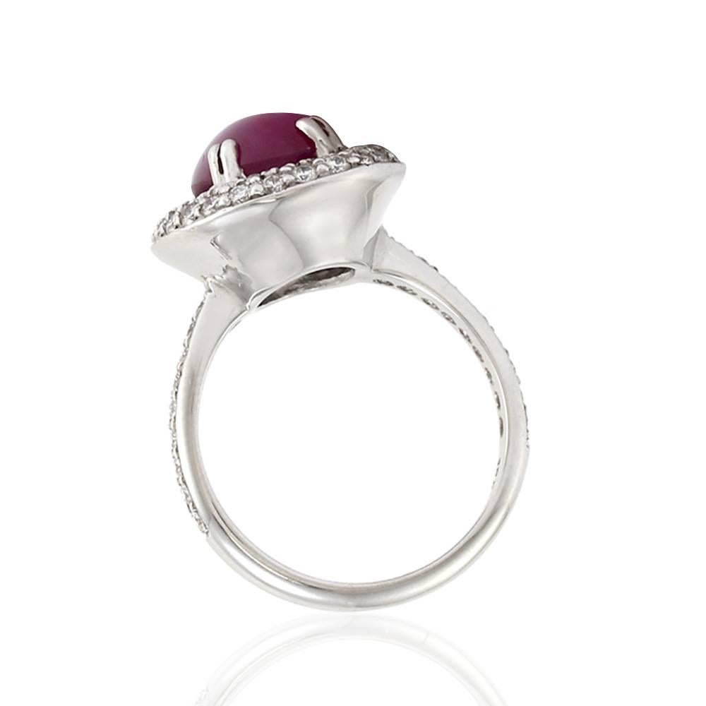 Star Ruby and Pavé Diamond Halo Ring For Sale 1