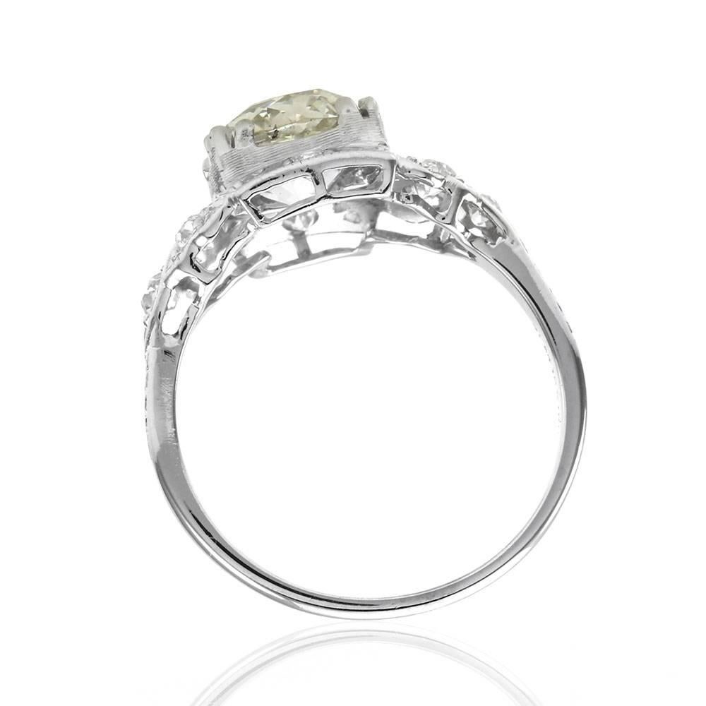 Women's European Cut Diamonds Platinum Engagement Ring For Sale