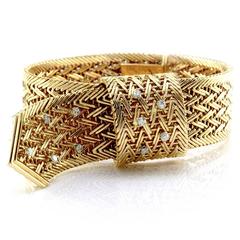 Woven Gold Bracelet with Diamonds