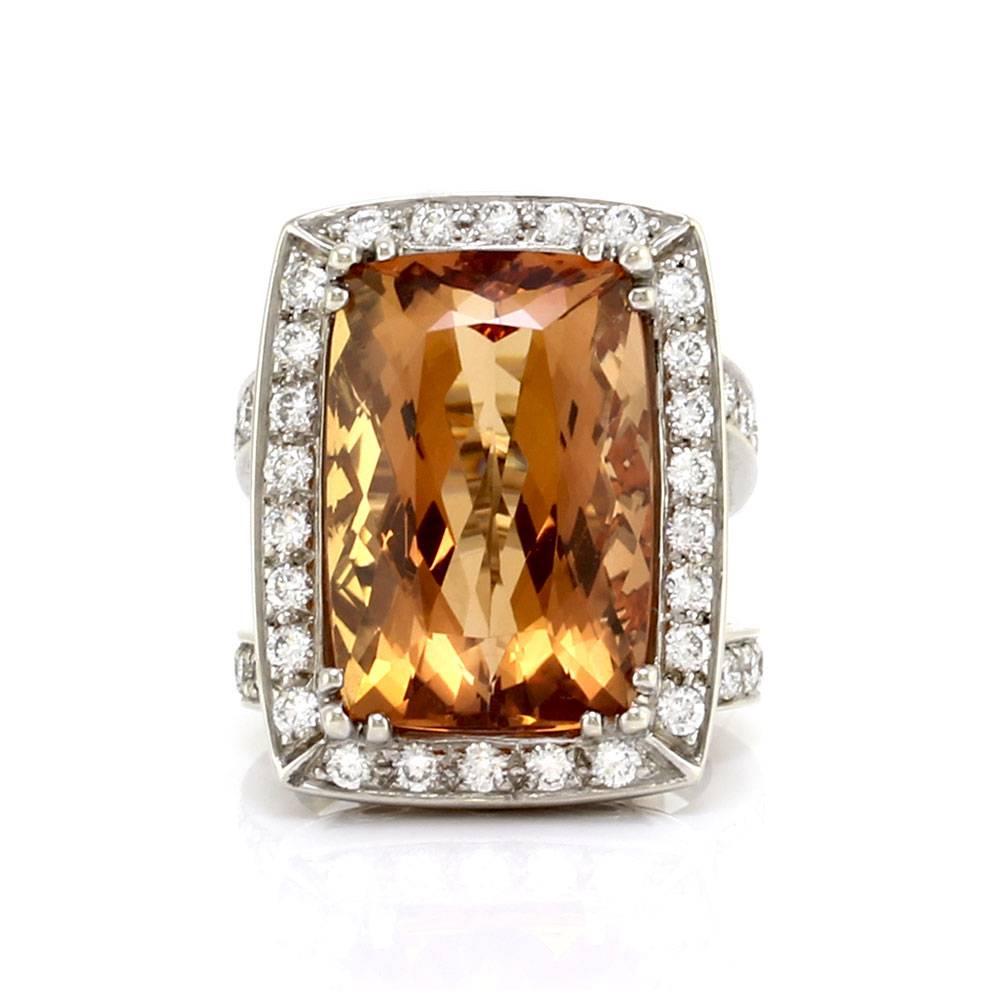 Precious Topaz  Pave Diamond Gold Ring In Excellent Condition For Sale In Scottsdale, AZ