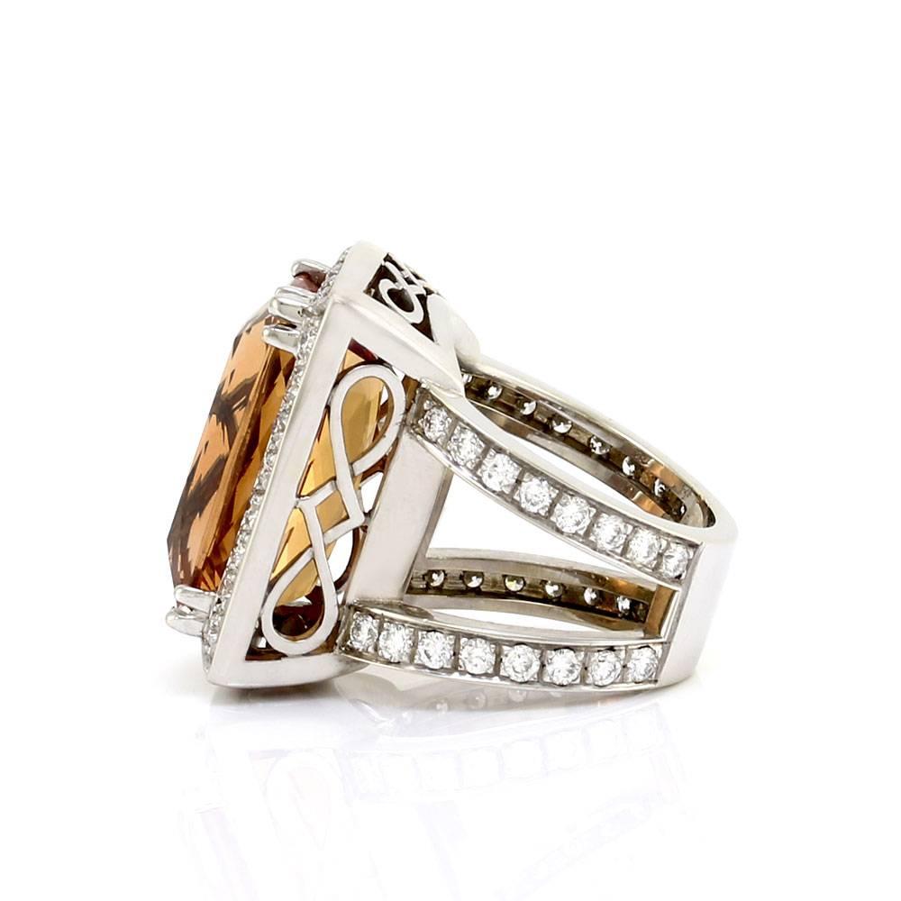 Women's Precious Topaz  Pave Diamond Gold Ring For Sale