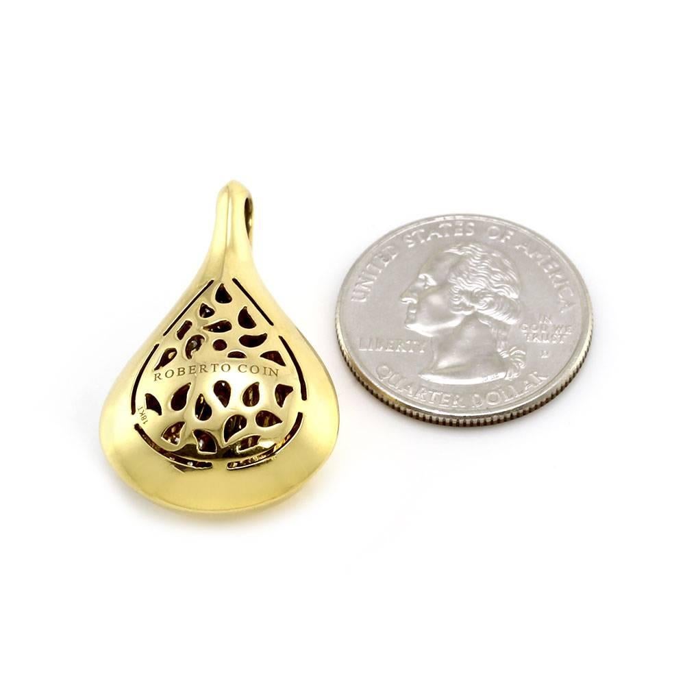Roberto Coin Pave Diamond Gold Drop Pendant In Excellent Condition For Sale In Scottsdale, AZ