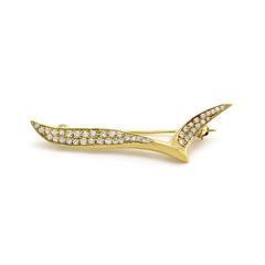 Tiffany & Co. Angela Cummings Diamond Bird in Flight Gold Brooch
