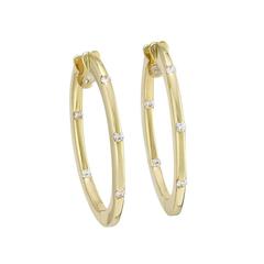 Roberto Coin Parisienne Diamond Hoop Earrings in Gold