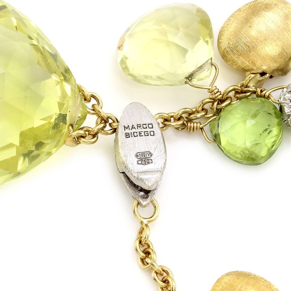 Marco Bicego Prasiolite and Peridot Lariat Necklace in Gold In Excellent Condition For Sale In Scottsdale, AZ
