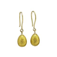 Faberge Yellow Enamel Egg Earrings in Gold