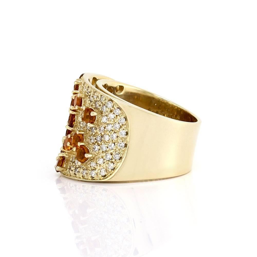 Sonia B. Citrine and Pave Diamond Cluster Ring  In Excellent Condition In Scottsdale, AZ