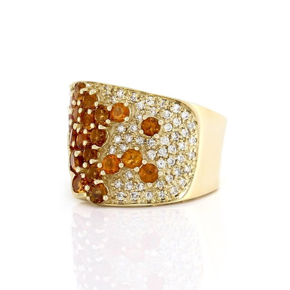Women's Sonia B. Citrine and Pave Diamond Cluster Ring 
