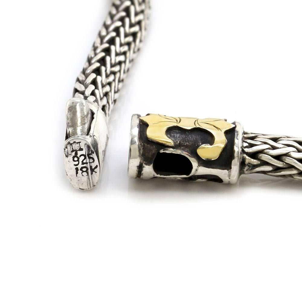 John Hardy Fleur de Lis Sterling and Gold Necklace In Excellent Condition In Scottsdale, AZ