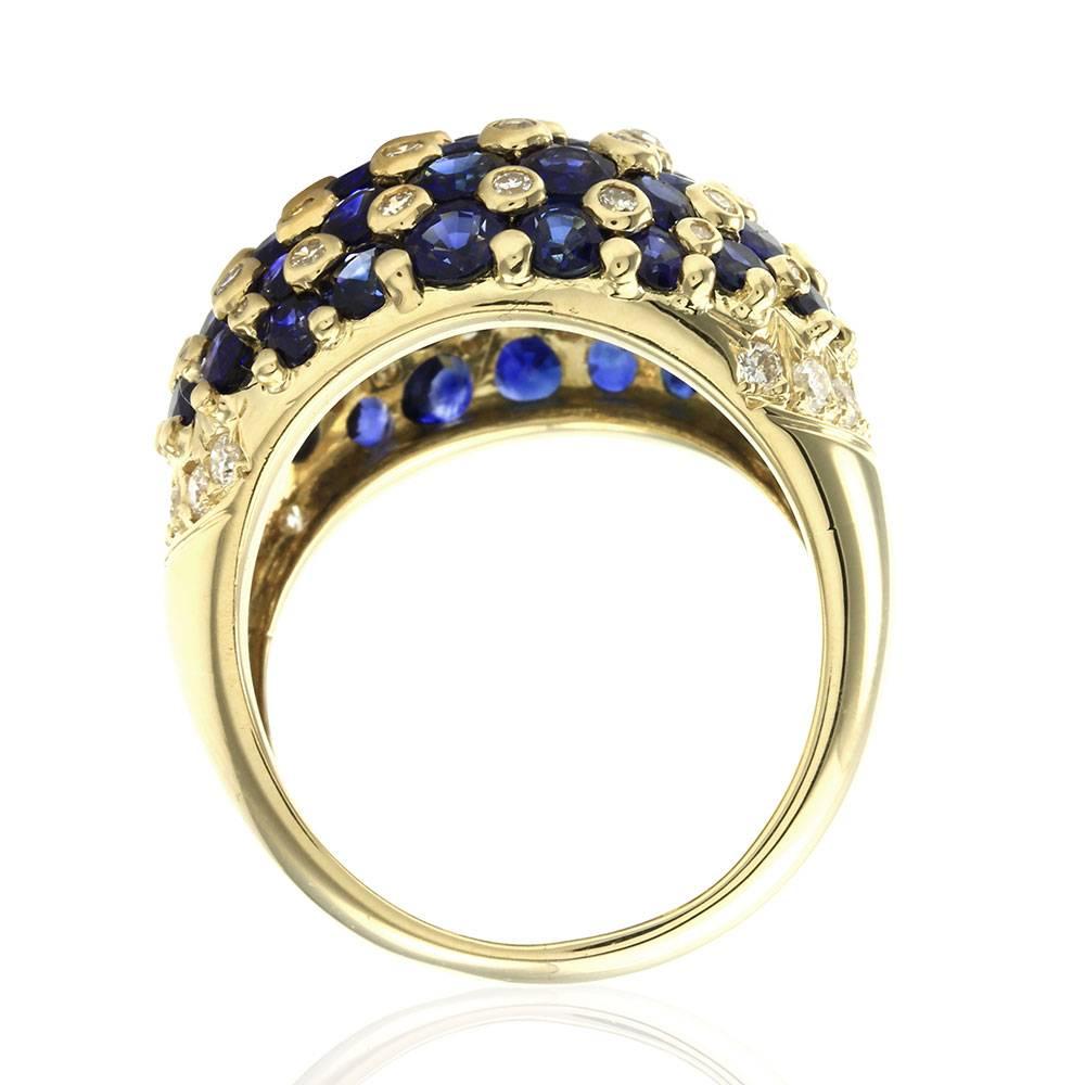 Sapphire and Diamond Dome Ring in Gold For Sale 1