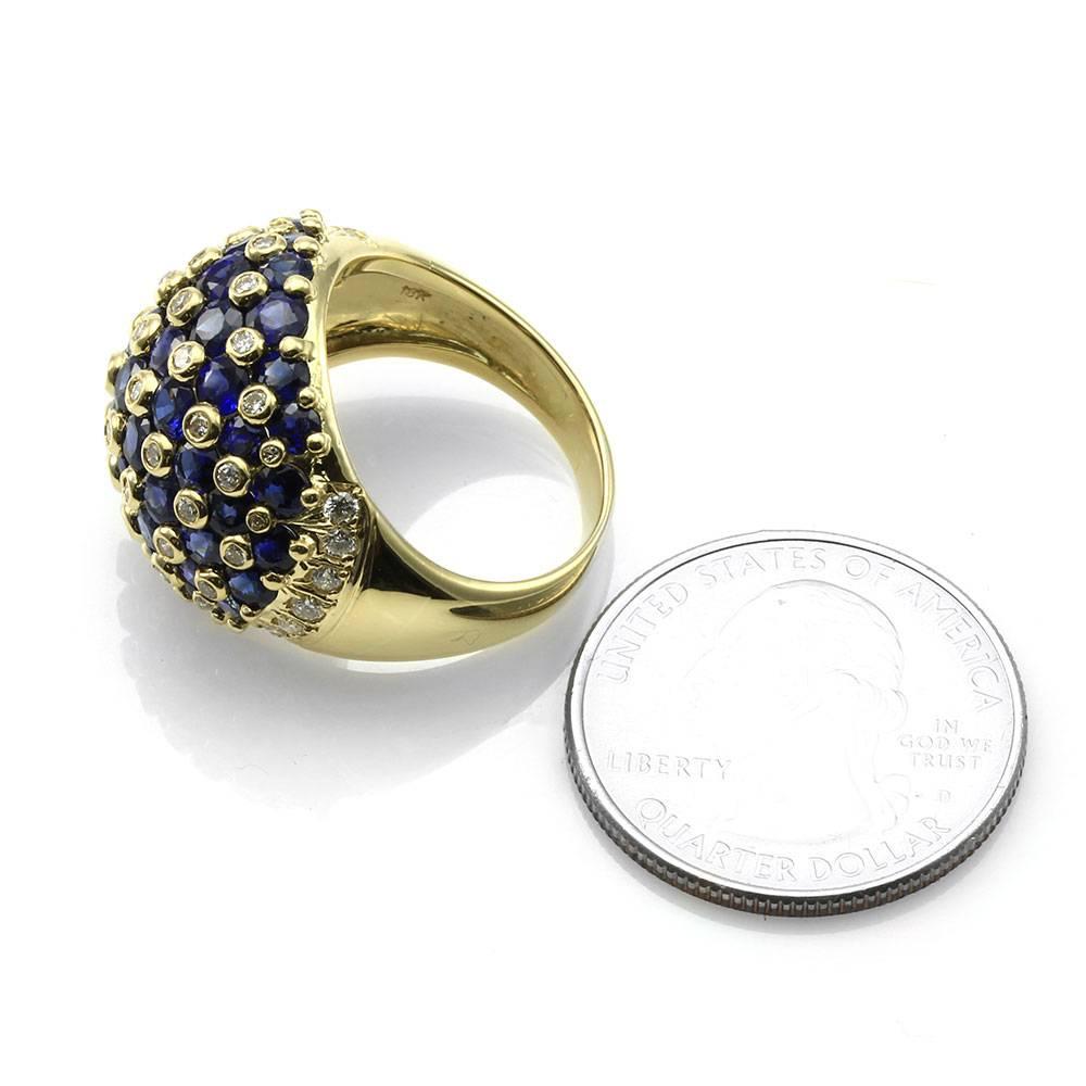 Sapphire and Diamond Dome Ring in Gold For Sale 2