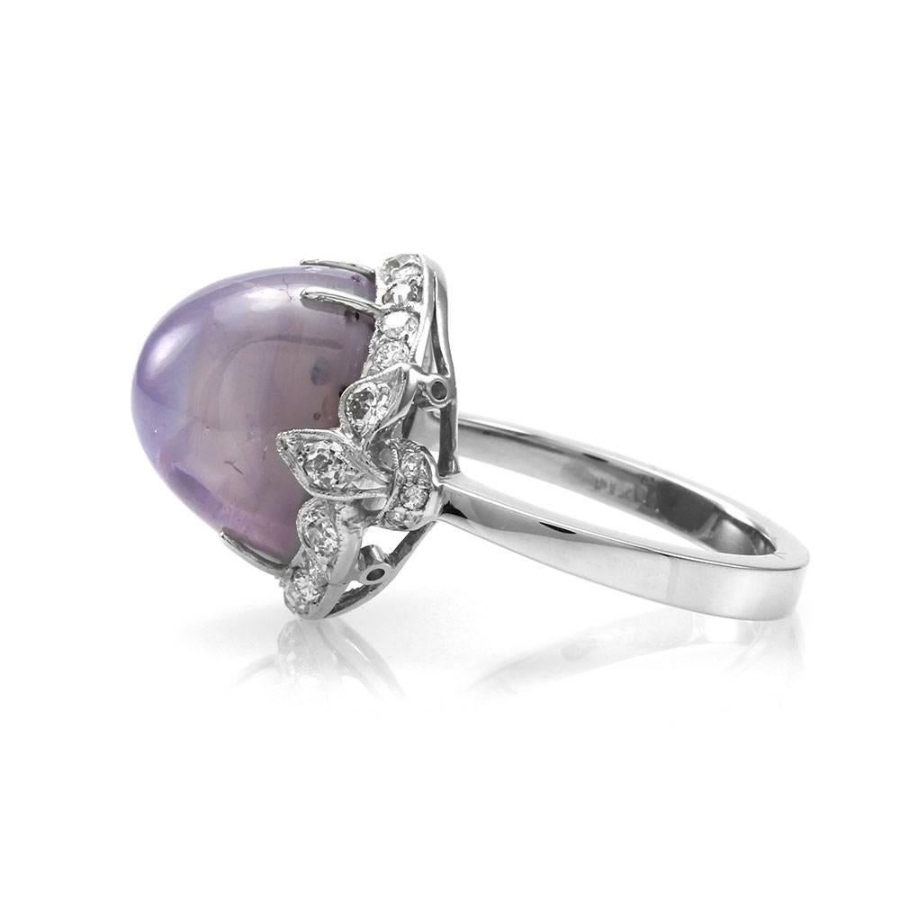 Men's Edwardian Star Sapphire Pave Diamond Halo Platinum Ring For Sale