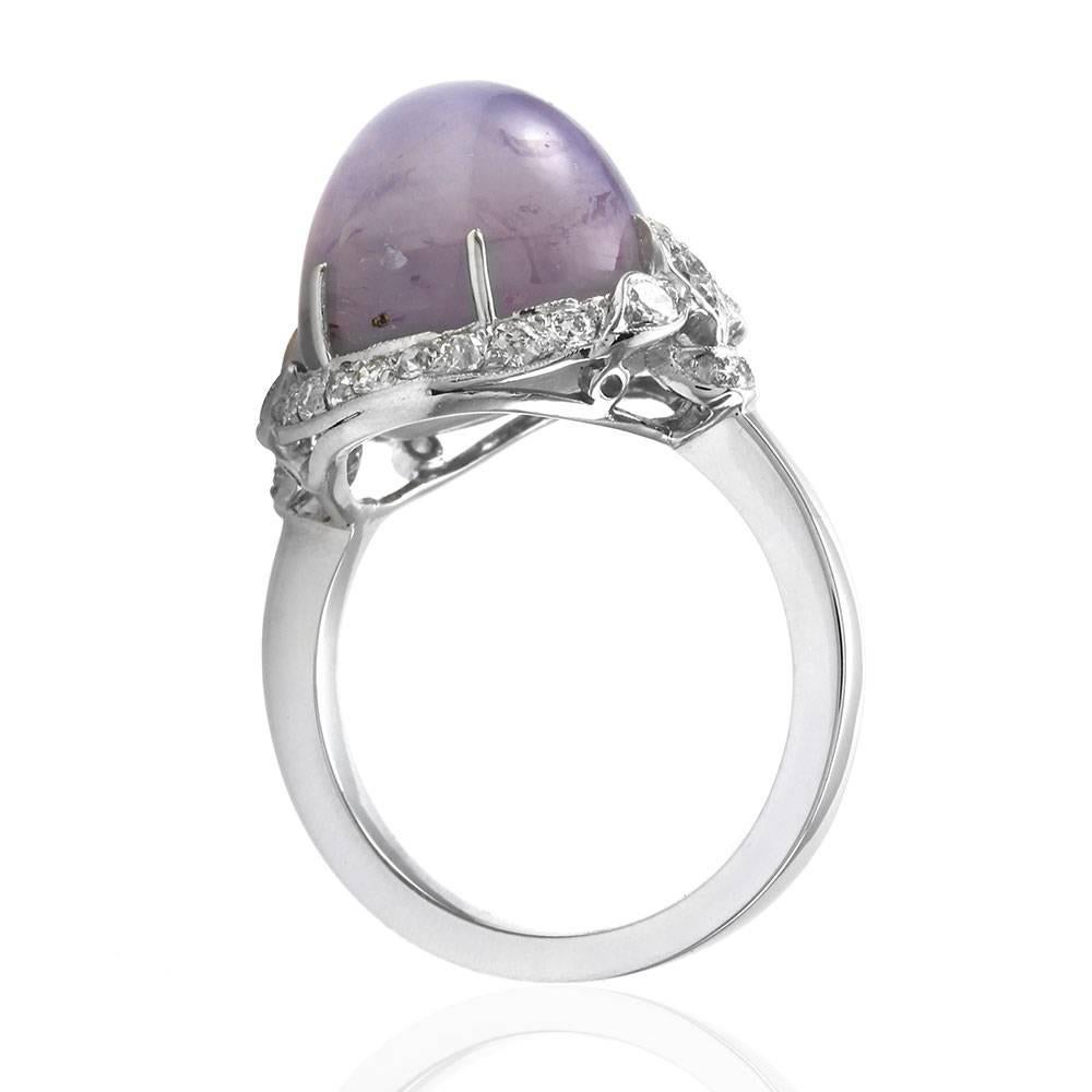 Edwardian Star Sapphire Pave Diamond Halo Platinum Ring For Sale 1