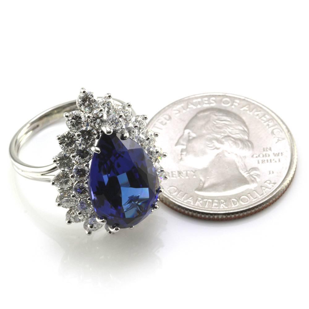 Tiffany & Co. Pear Tanzanite and Diamond Halo Ring in Platinum 3