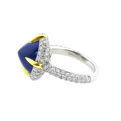 Sugarloaf Cabochon Sapphire Diamond Ring