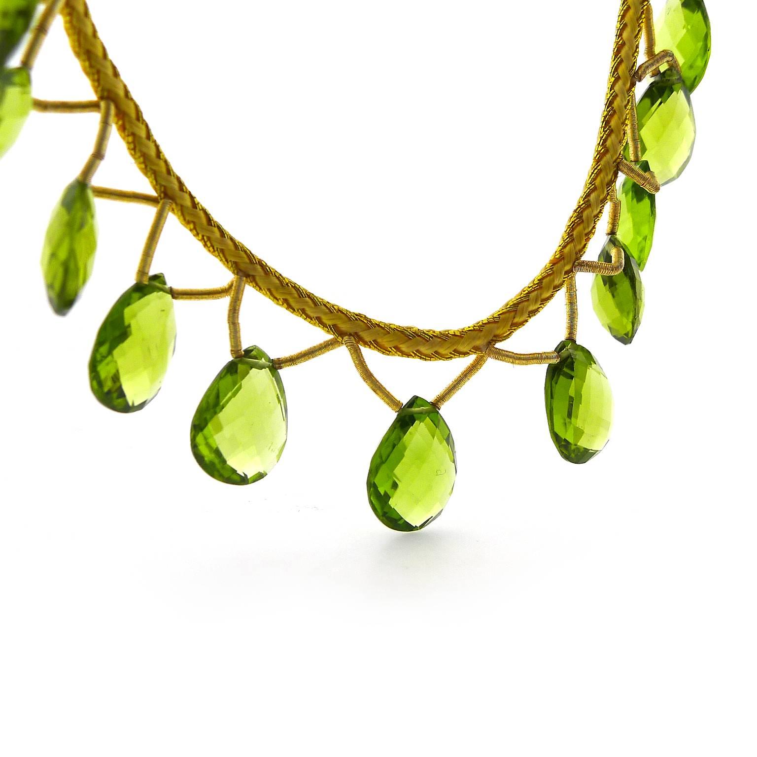 Briolette Peridot Necklace In New Condition For Sale In Yardley, PA