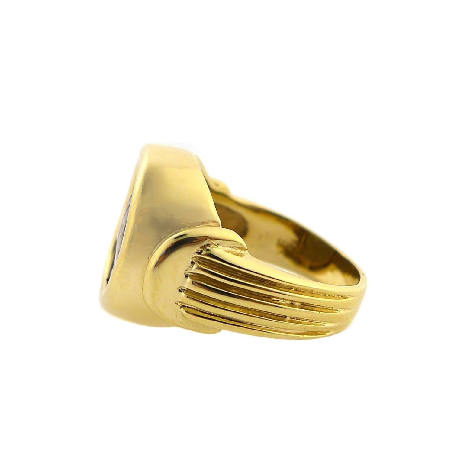 Classical Greek Genuine Grecian Coin Ring in 14 Karat Yellow Gold Setting For Sale