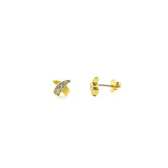 Gold Diamond "X" Earrings
