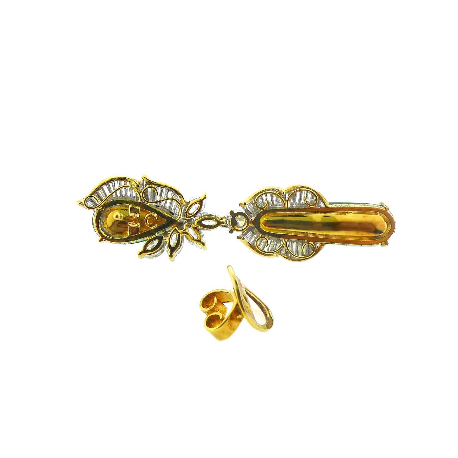 Fine GIA Cert Burmese Jadeite Diamond Gold Earrings 1