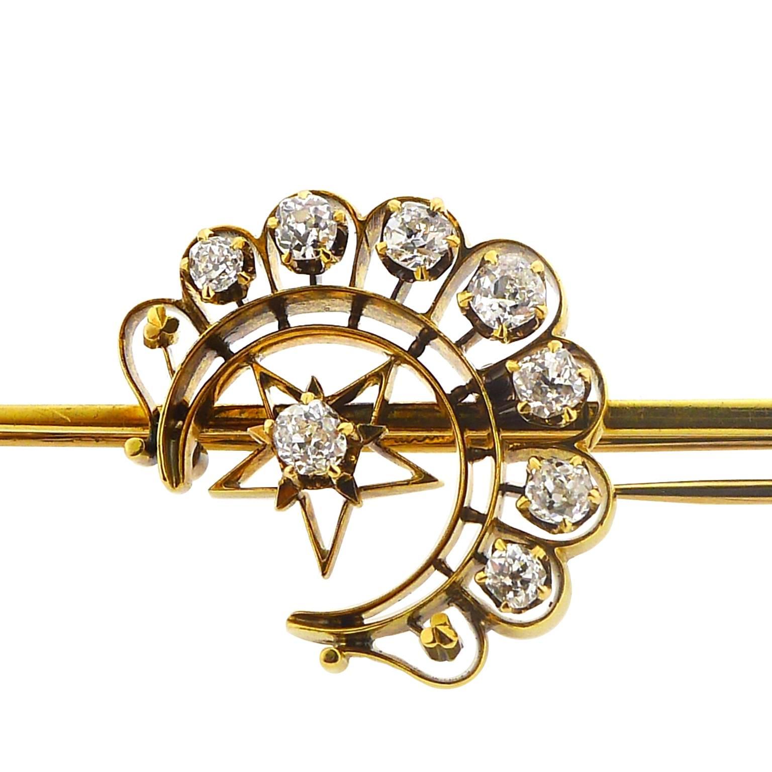 1880s Diamond Brooch In Excellent Condition In Yardley, PA