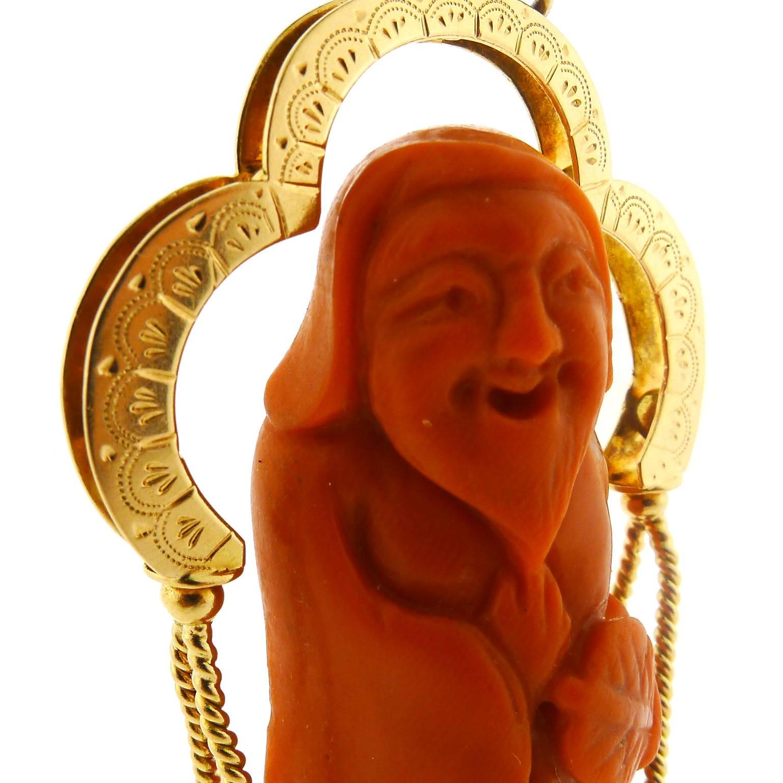 Carved Coral Gold Figure 1