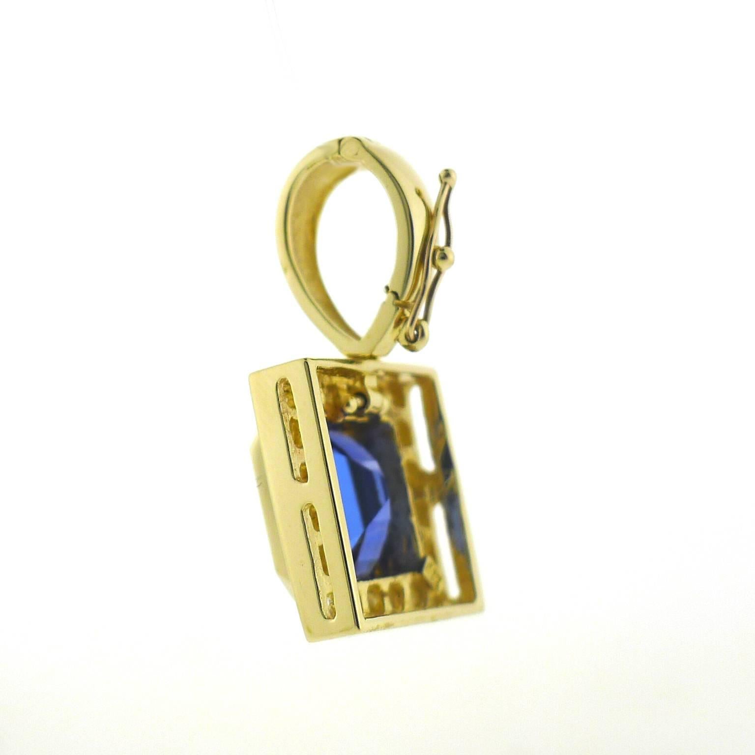 Women's Large Tanzanite and Diamond Pendant with Clip-On Bail