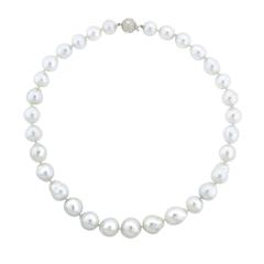 T. Foster & Co. South Sea Pearl Necklace with Diamond Accented Clasp