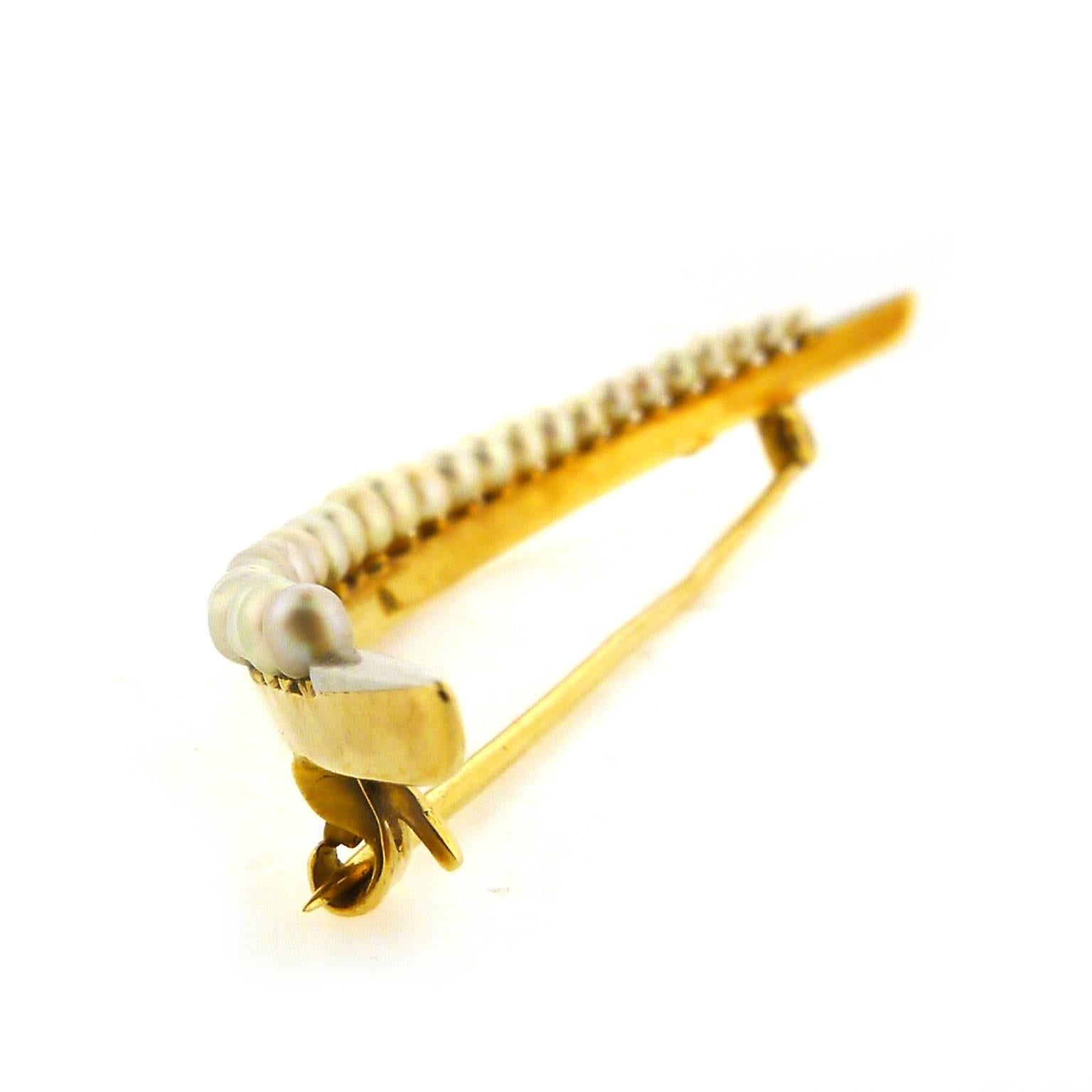 Platinum and Gold Crescent Shaped Seed Pearl Pin, circa 1910 For Sale ...
