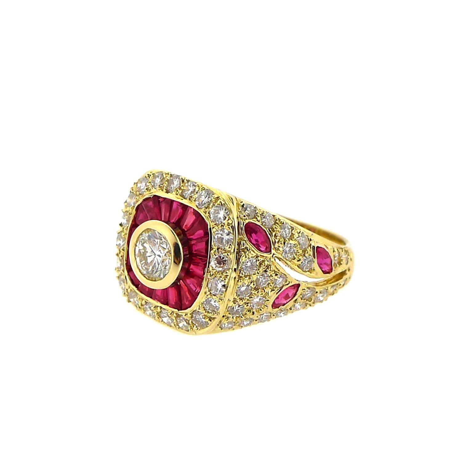 Ruby and Diamond Cocktail Ring In Excellent Condition In Yardley, PA