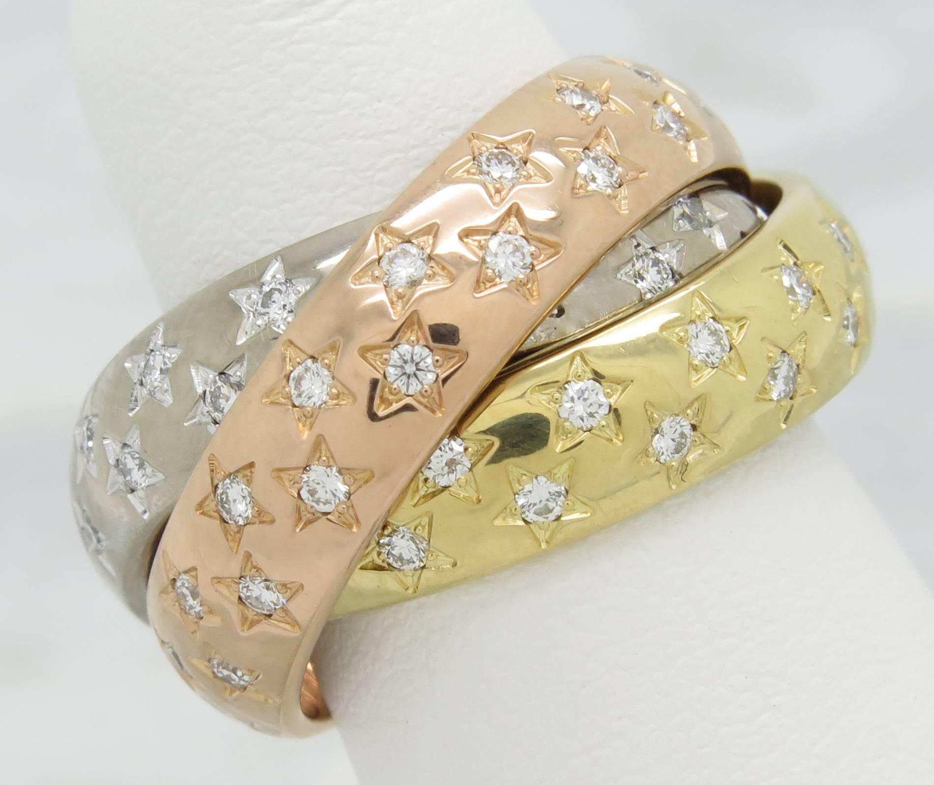da uomo o donna Anello anniversario Trinity in oro con diamante Cartier a tre colori