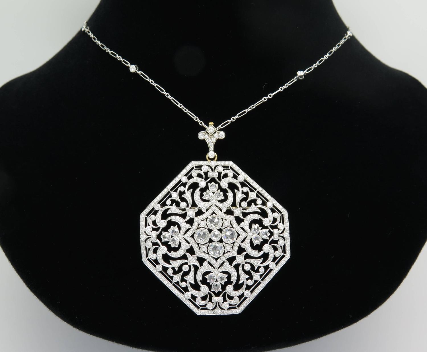 Kwiat Octagonal Diamond Gold Pendant For Sale at 1stdibs
