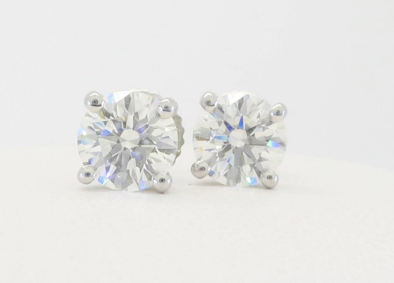 Platinum Tiffany & Co. Diamond Stud Earrings  In Excellent Condition In Webster, NY