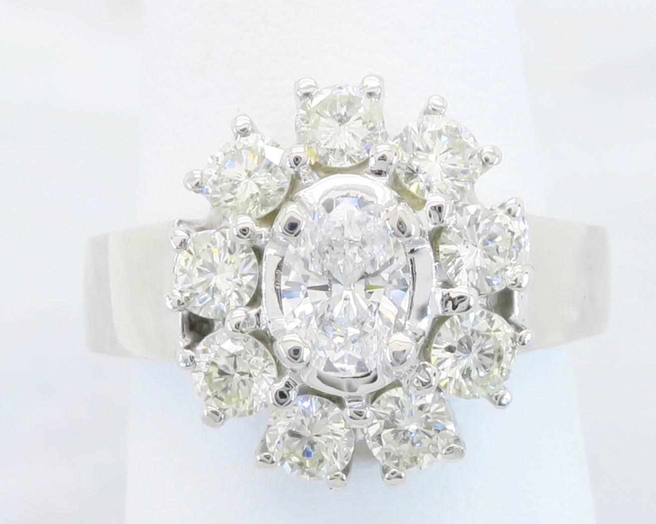 14 Karat White Gold Diamond Halo Ring  2
