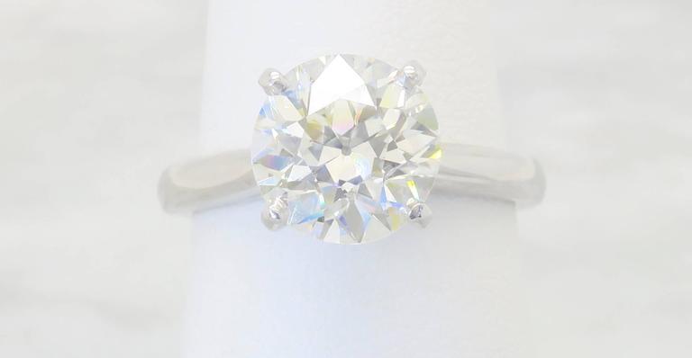 2.22 Carat Round Transitional Cut Diamond Engagement Ring For Sale at ...