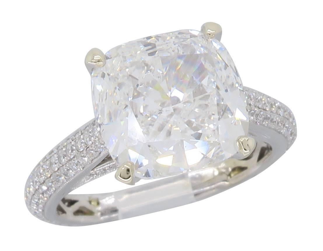 GIA Certified 4.11 Carat Cushion Cut Diamond Engagement Ring 1