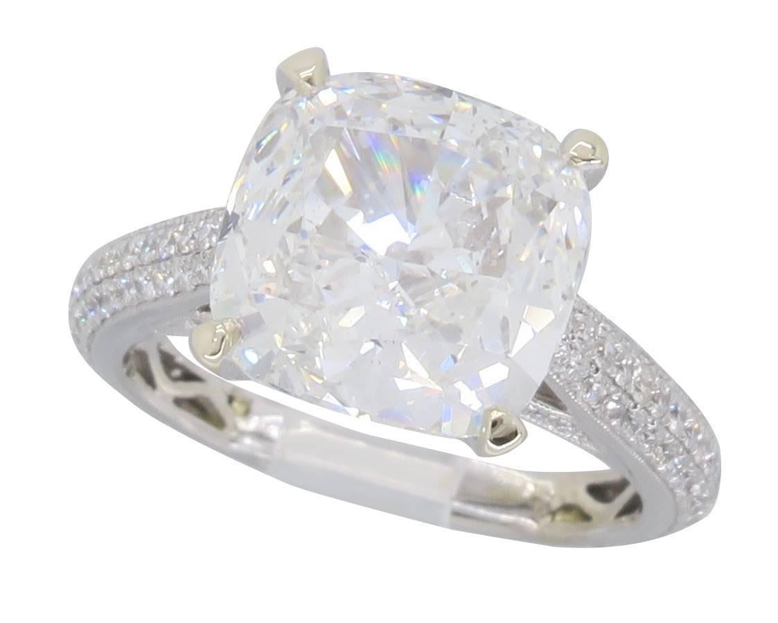 GIA Certified 4.11 Carat Cushion Cut Diamond Engagement Ring 3