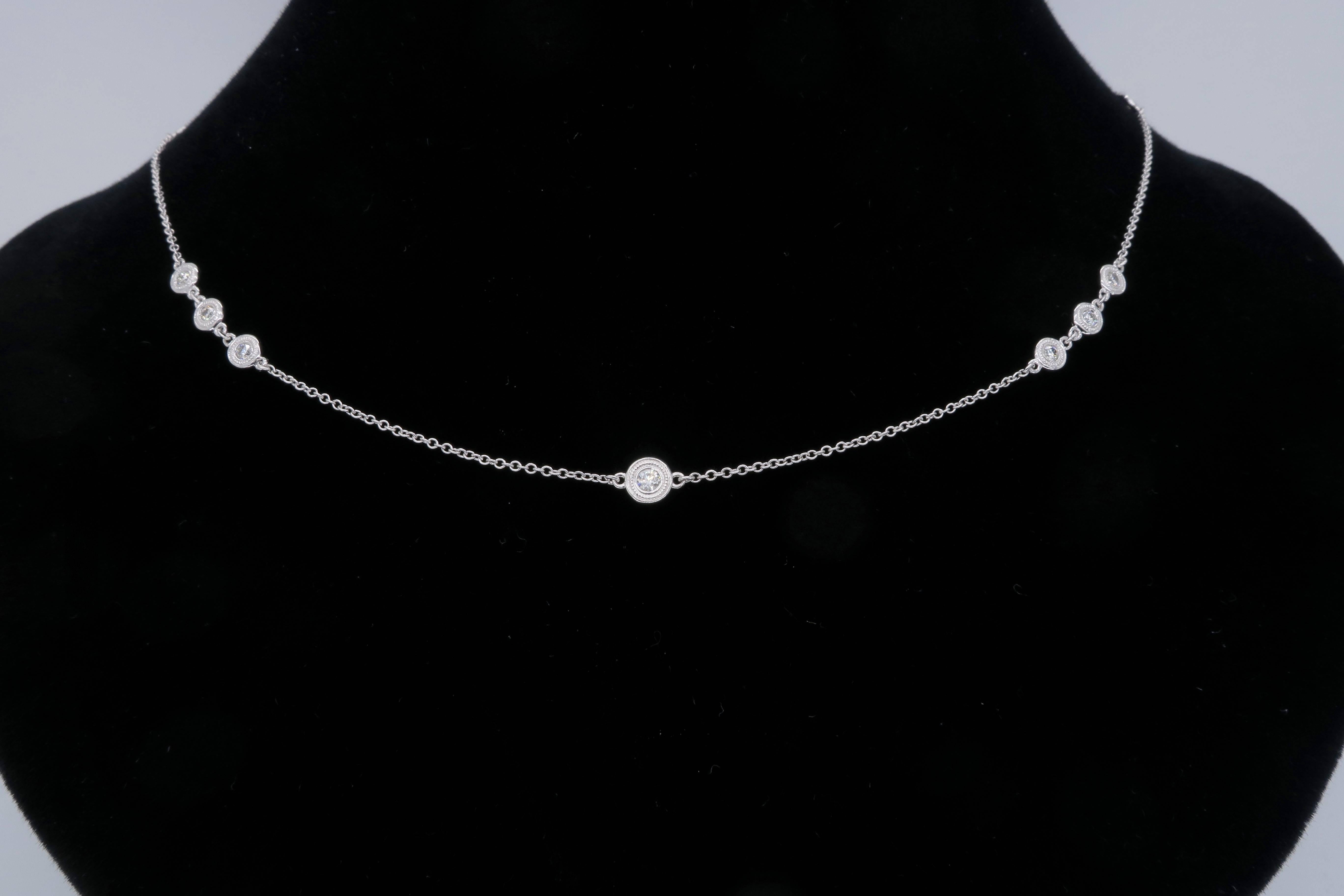 .78 Carat Diamonds by the Yard Style Necklace In Excellent Condition In Webster, NY