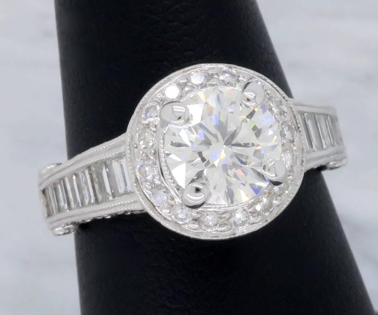 2.57 Carat Diamond Halo Engagement Ring In Excellent Condition In Webster, NY