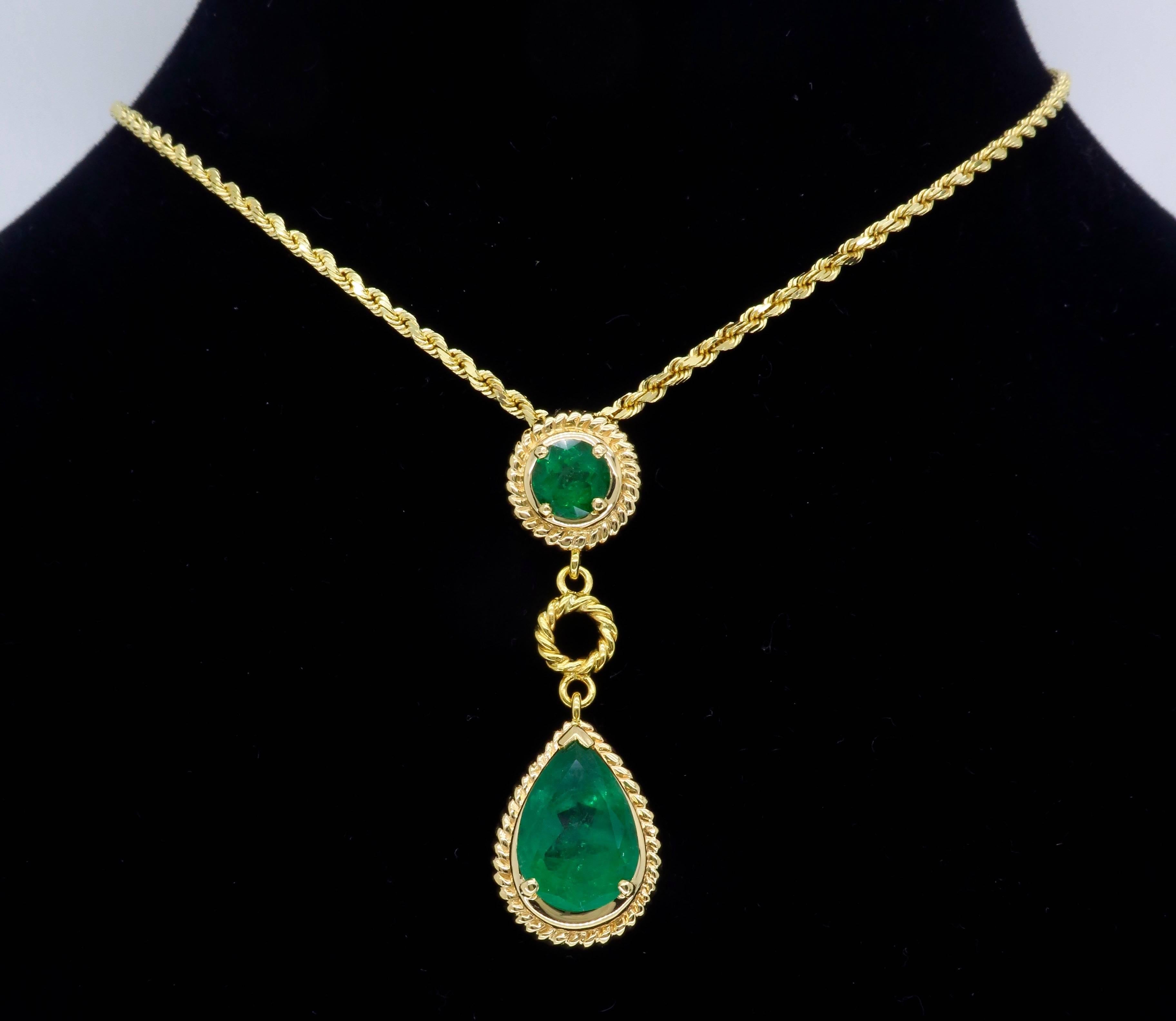 Emerald and Gold Drop Necklace 1