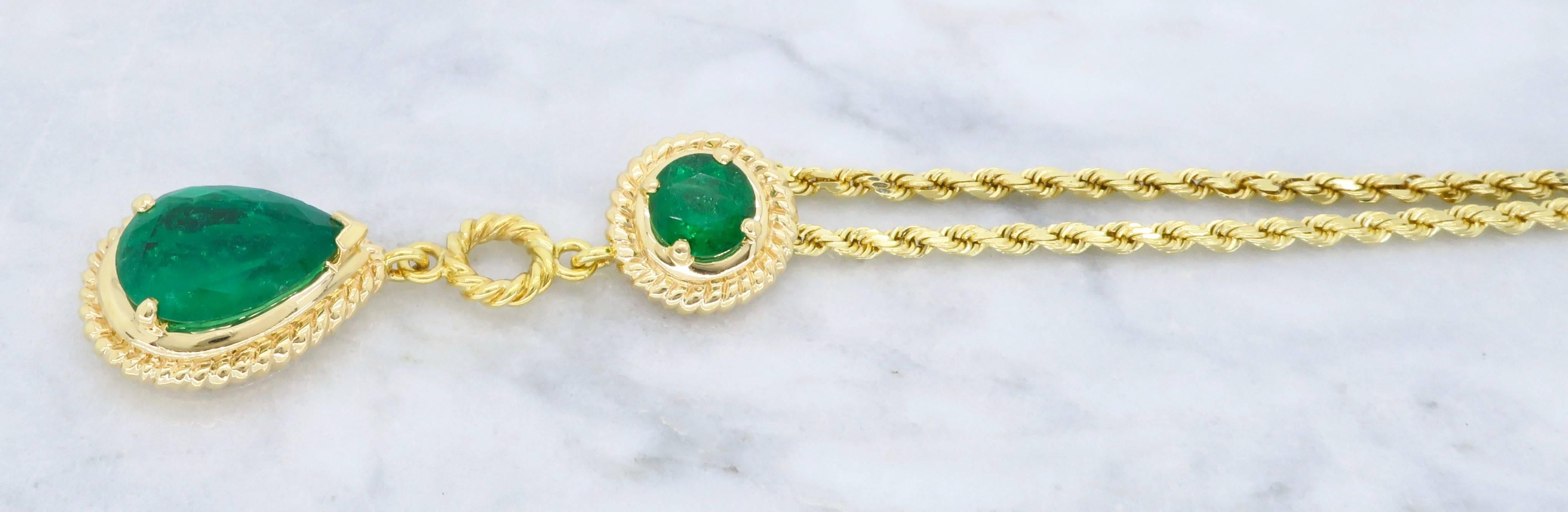 Emerald and Gold Drop Necklace 2