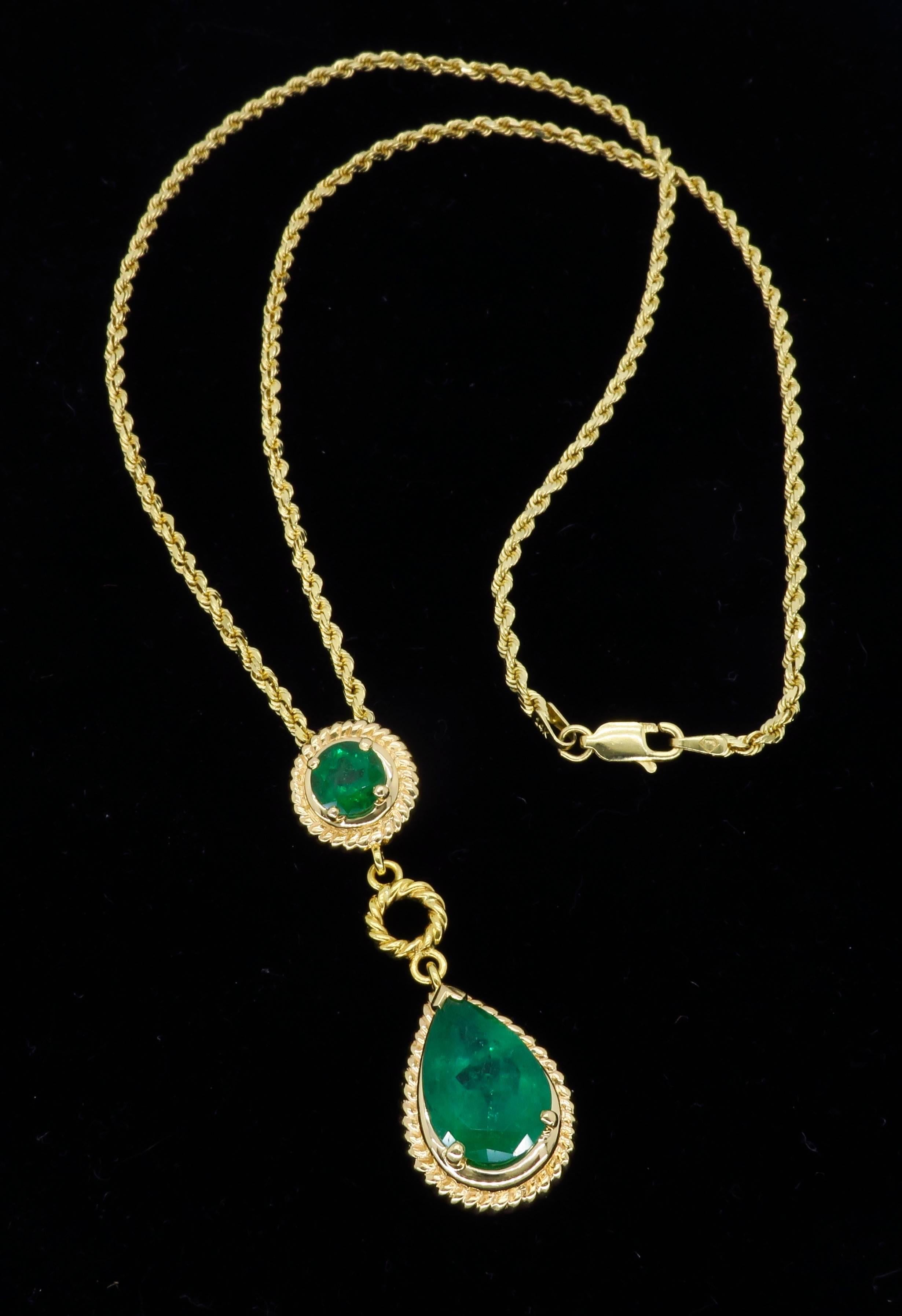 Emerald and Gold Drop Necklace 3