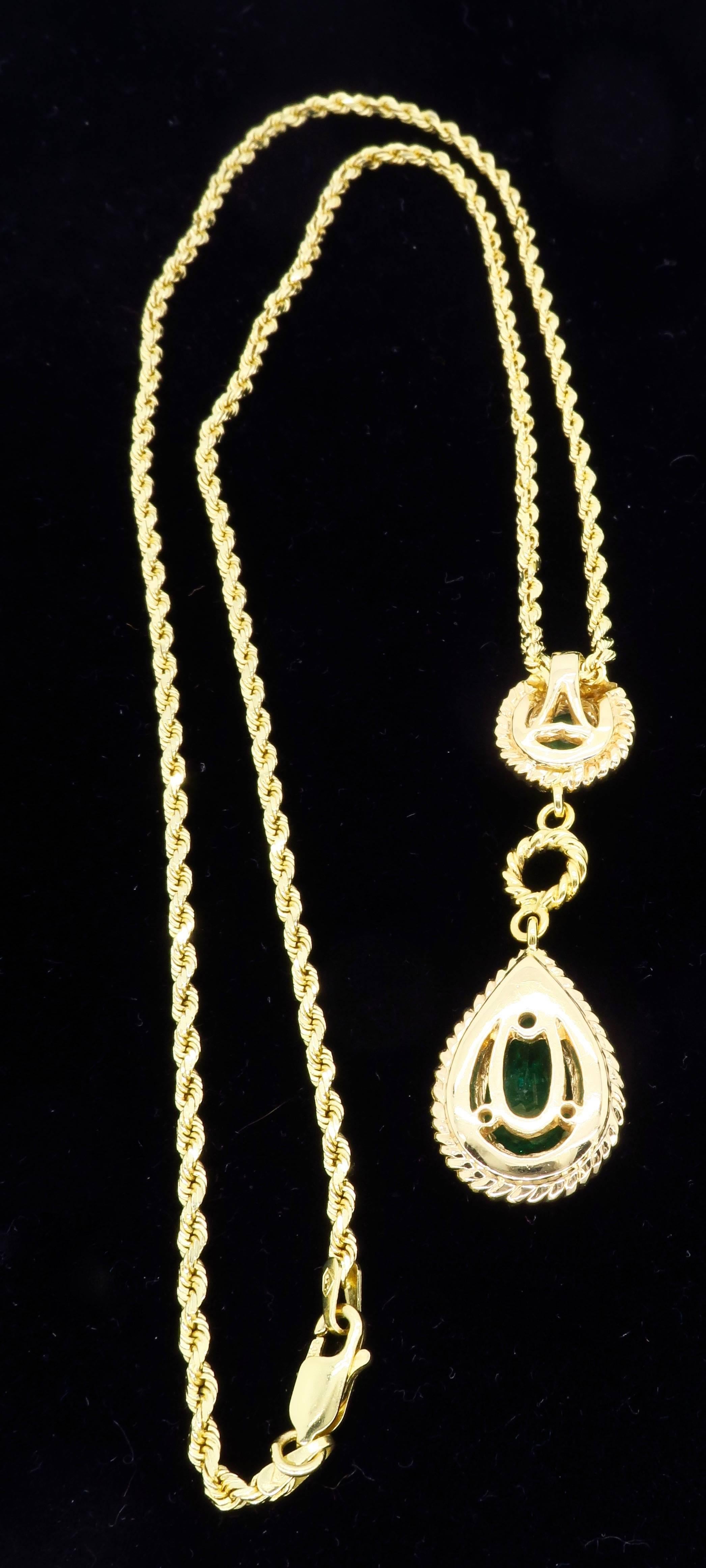 Emerald and Gold Drop Necklace 4